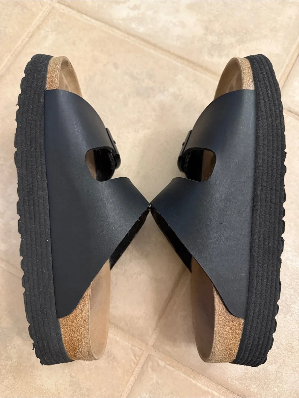 Black Birkenstock Papillio Arizona sandals, 39 or 8-8.5